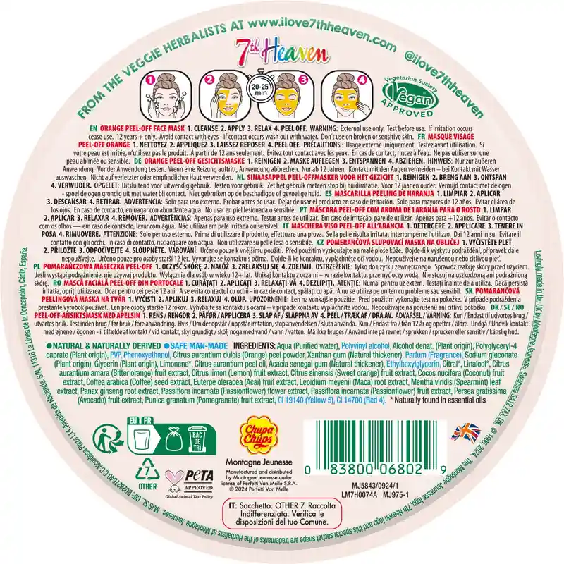 7 Heaven Chupa Chups Orange Peel-Off Mask - Image 2