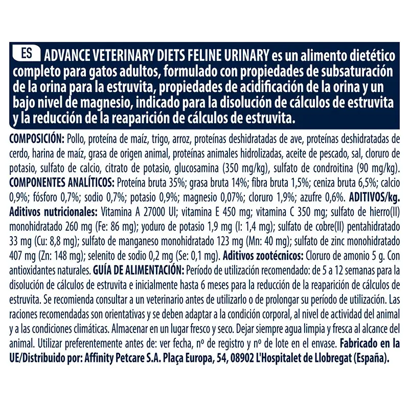 Advance Vet Feline Adult Urinary 8Kg, cat food - Image 4