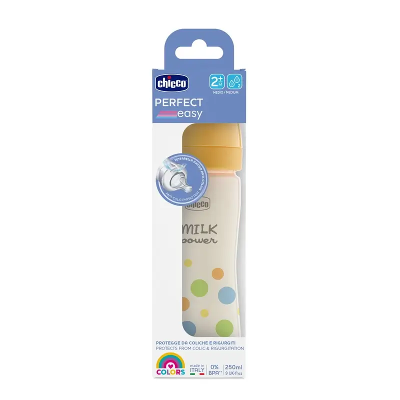 Chicco Perfecteasy Silicone Baby Bottle Yellow 250 Ml Medium Flow 2M+ - Image 2
