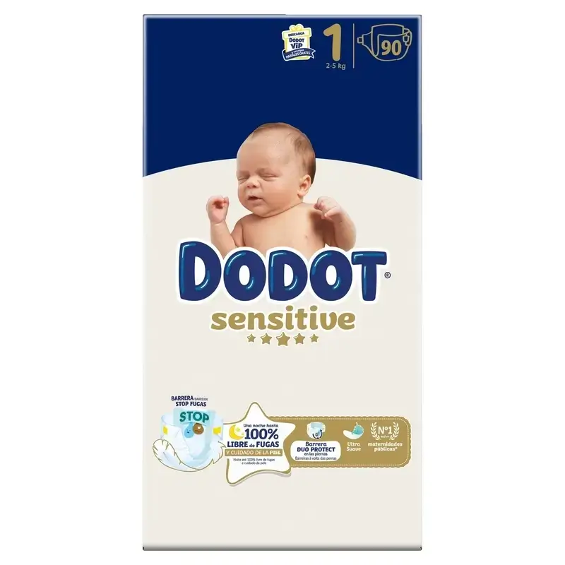 Dodot Sensitive Nappy Sensitive Jumbo Pack Size 1, 3X90 Units - Image 2