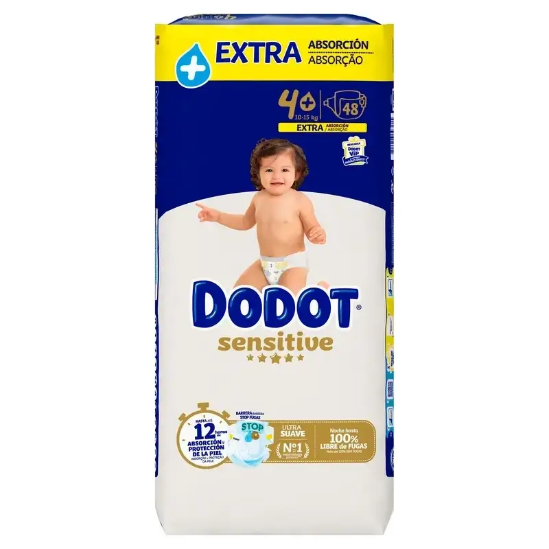 Dodot Sensitive Nappies Extra Absorbency 10-15 kg Size 4+, Pack 2 x 48 Units - Image 3