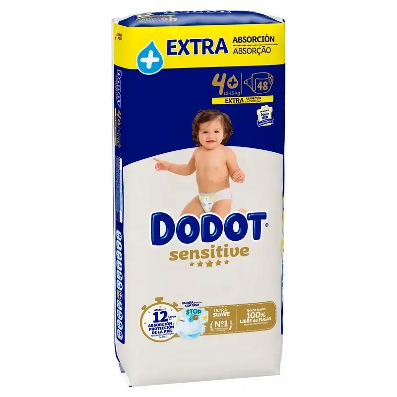 Dodot Sensitive Nappies Extra Absorbency 10-15 kg Size 4+, Pack 2 x 48 Units - Image 4