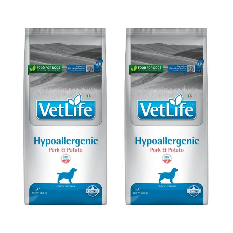 Farmina Vet Life Dog Hypoallergenic Pork Adult 12Kg, Dog Food, Pack Of 2