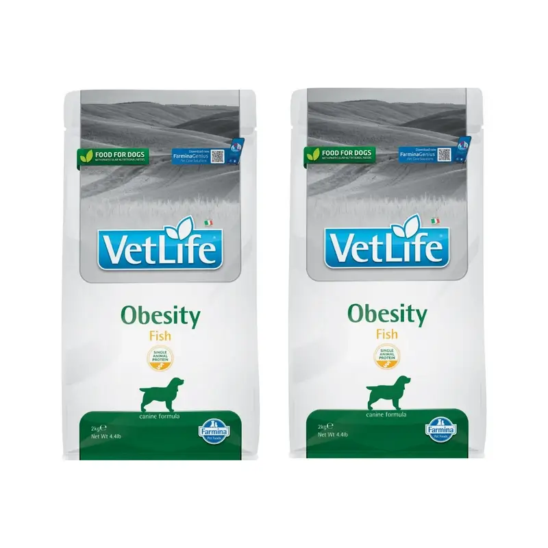 Farmina Vet Life Nat Dog Obesity Fish Adult 2Kg, Dog Food, Pack of 2