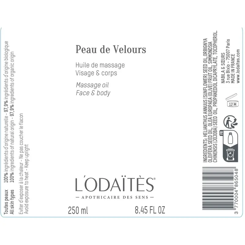 L'Odaïtès Corporal Peau De Velours - Universal Oil - Face & Body , 250 ml - Image 2