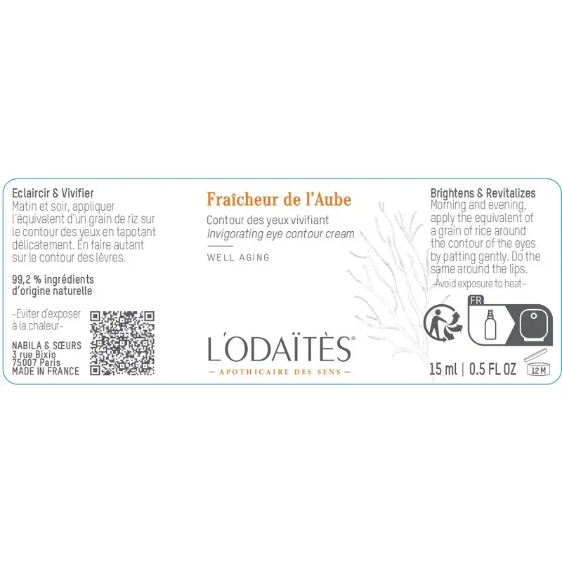 L'Odaïtès Facial Fraîcheur De L'Aube - Revitalising Eye Contour , 15 ml - Image 2