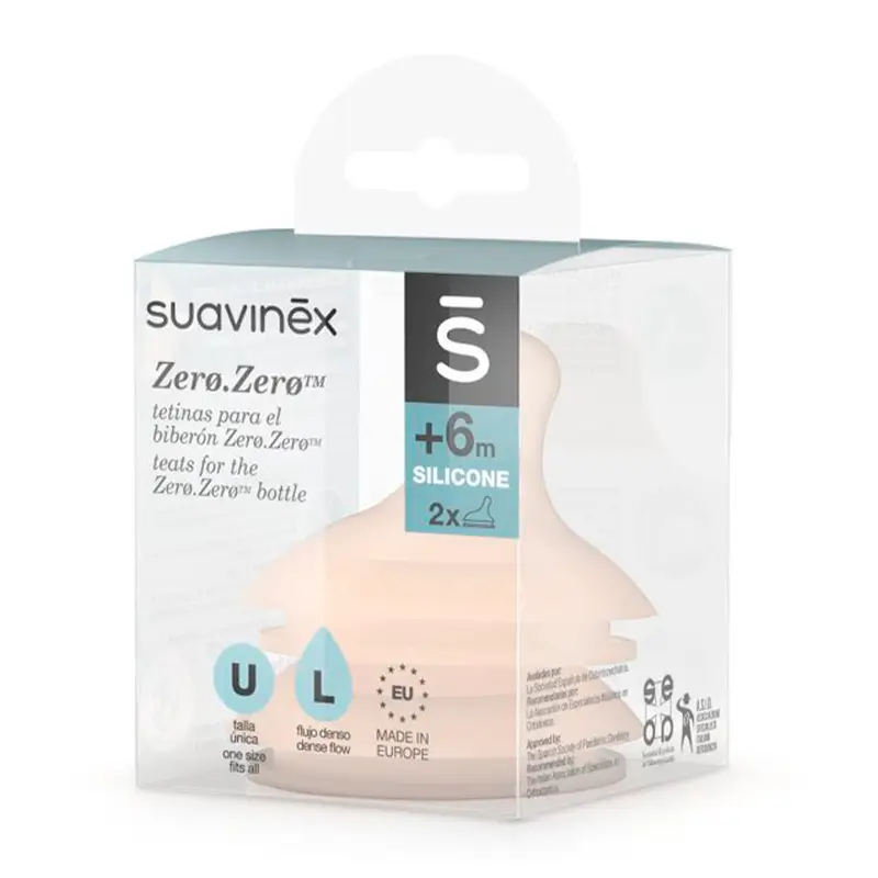 Suavinex Anti-colic Teat L Flow Silicone, 2 units