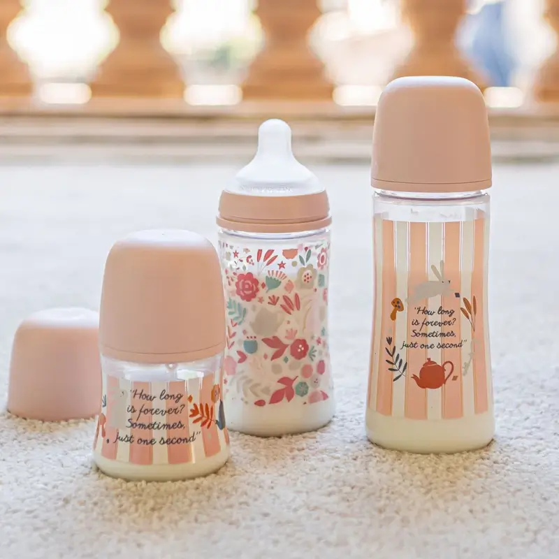 Suavinex Baby Bottle 270 Ml, Medium Flow (M), +3 Months, Wonderland Flowers Pink - Image 4