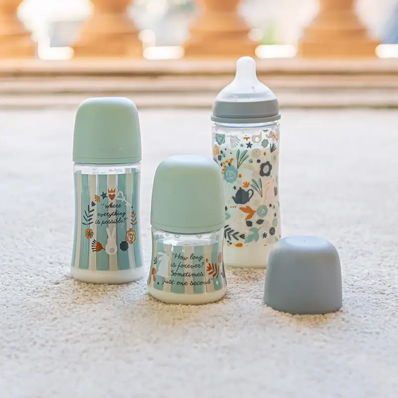 Suavinex Baby Bottle 360 Ml, Dense Flow (L), +6 Months, Wonderland Flowers Blue - Image 5