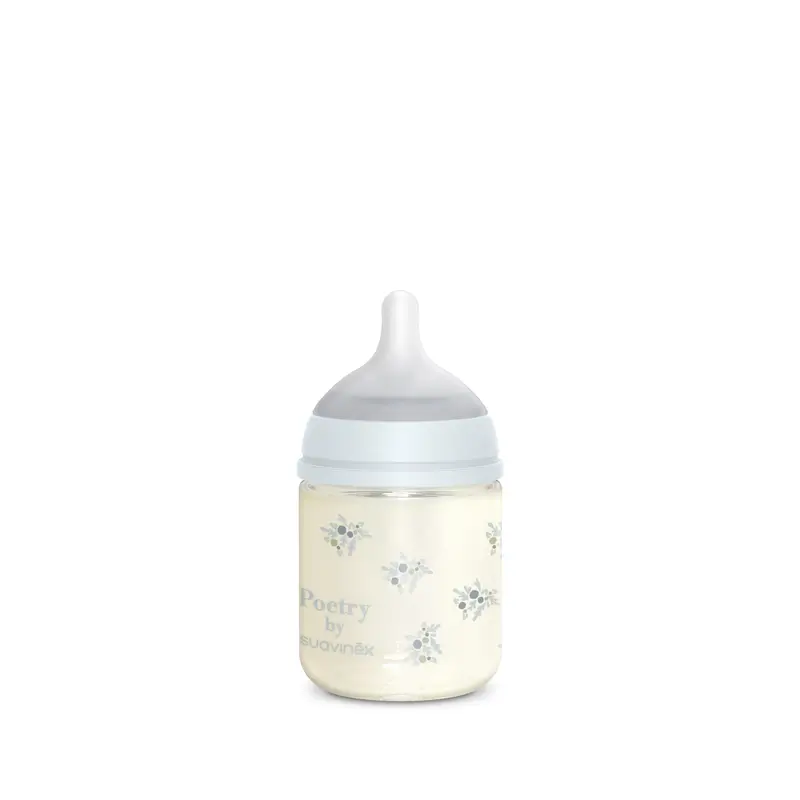 Suavinex Glass Bottle 120 Ml, Slow Flow (S), +0 Months, Blue Poetry - Image 2