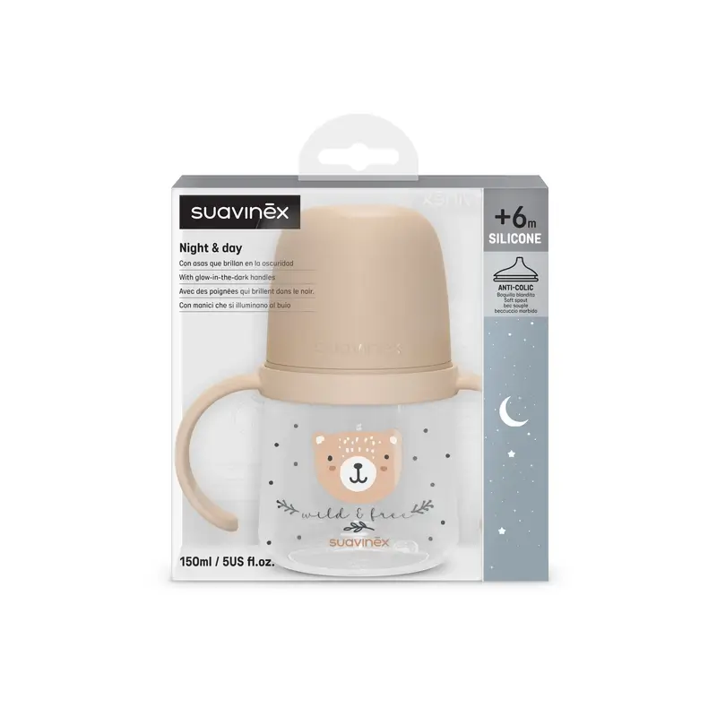 Suavinex Night Bottle Night & Day +6 Months Wild&Free Beige, 150 ml - Image 3