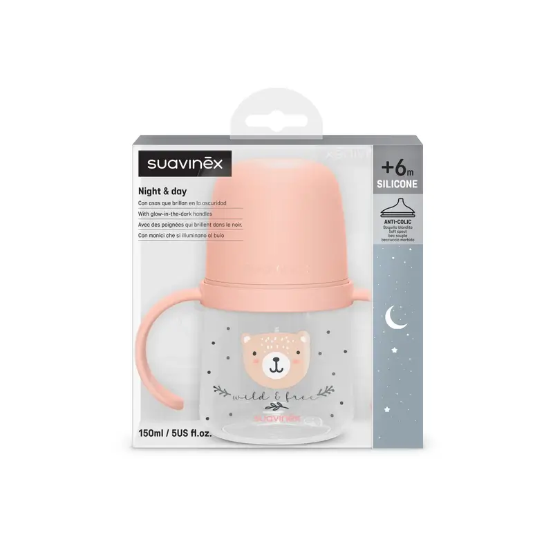 Suavinex Night Bottle Night & Day +6 Months Wild&Free Pink, 150 ml - Image 3