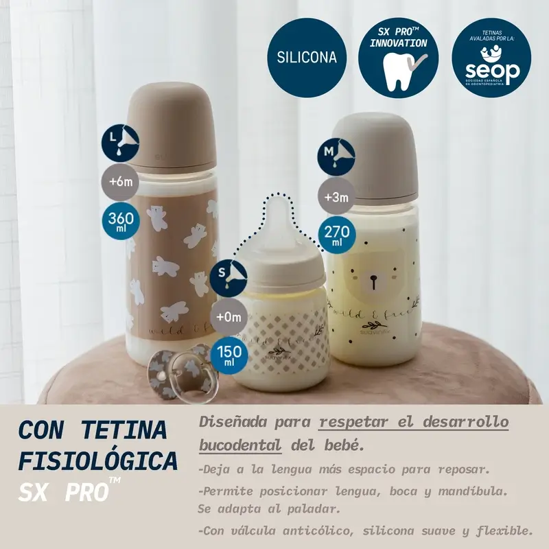 Suavinex Sx Pro Teat Dense Flow Bottle (L) +6 Months Wild&Free Beige, 360 ml - Image 5