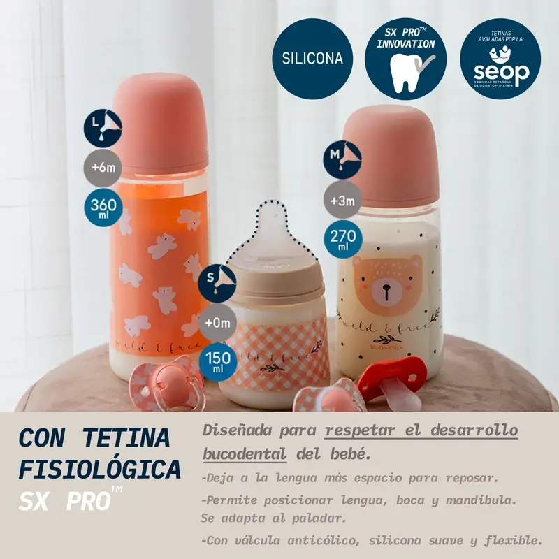Suavinex Sx Pro Teat Dense Flow Bottle (L) +6 Months Wild&Free Pink, 360 ml - Image 4