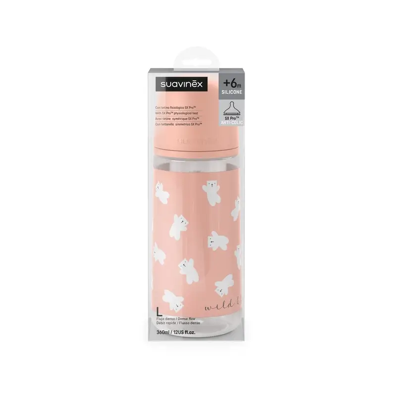 Suavinex Sx Pro Teat Dense Flow Bottle (L) +6 Months Wild&Free Pink, 360 ml - Image 6