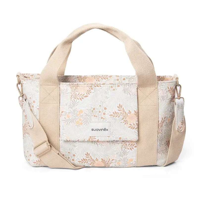 Suavinex Rectangular Poetry Beige Printed Bread Basket Baby Carriage Bag