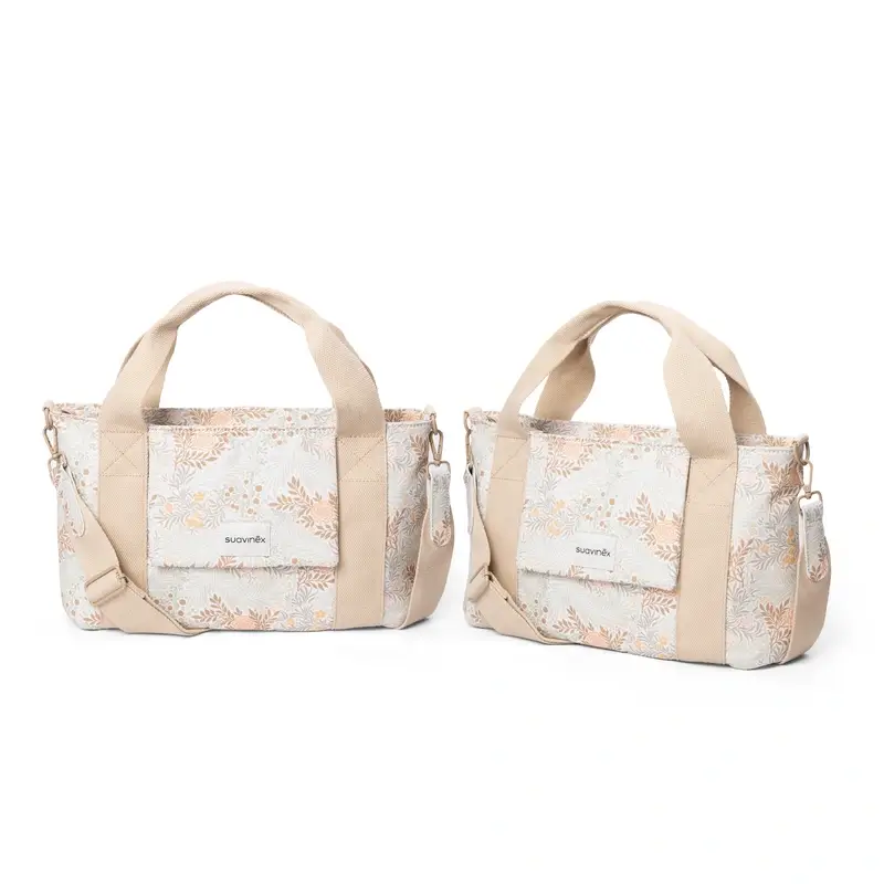 Suavinex Rectangular Poetry Beige Printed Bread Basket Baby Carriage Bag - Image 8