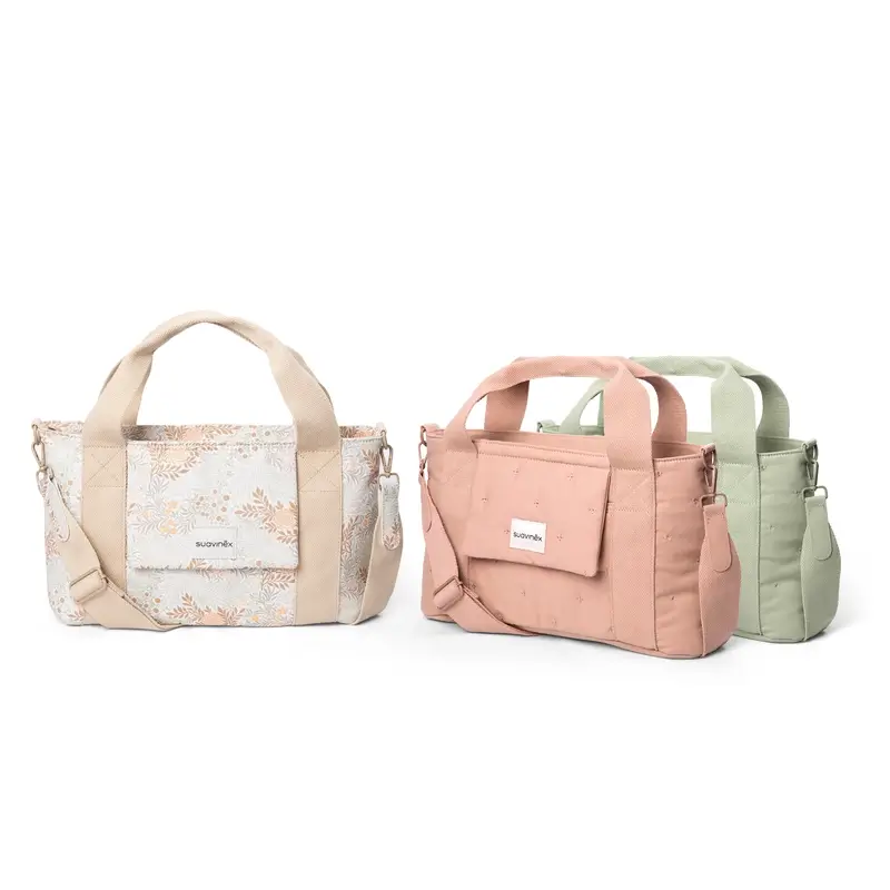 Suavinex Rectangular Poetry Beige Printed Bread Basket Baby Carriage Bag - Image 9