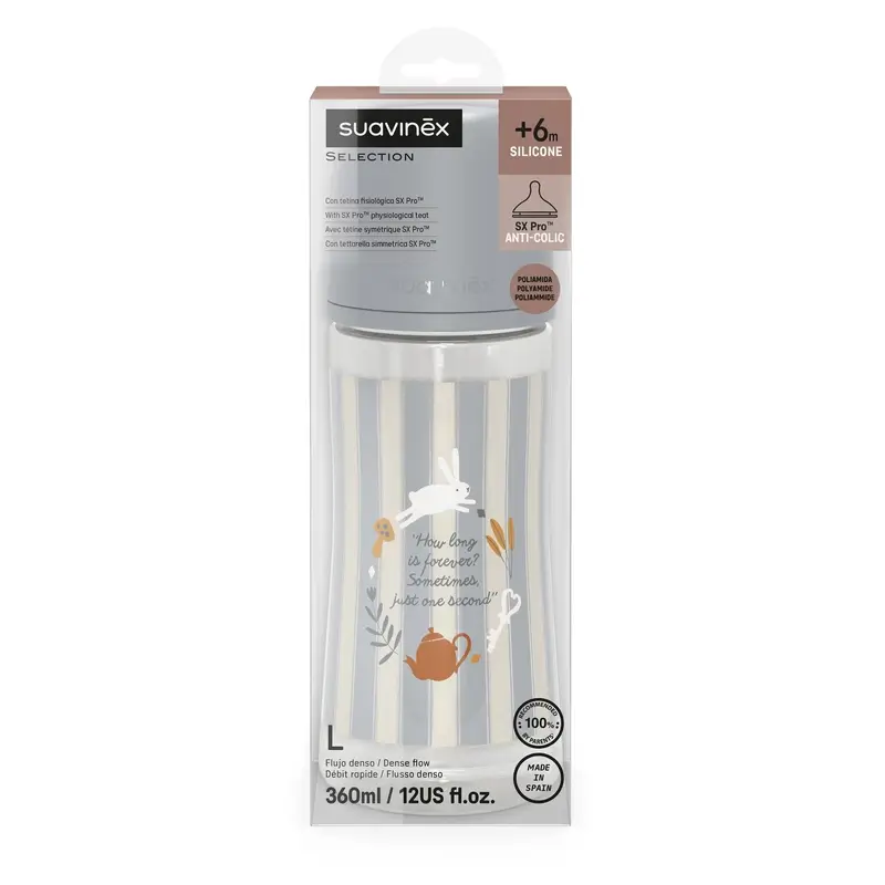 Suavinex Baby Bottle 360 Ml, Dense Flow (L), +6 Months, Wonderland Blue - Image 2