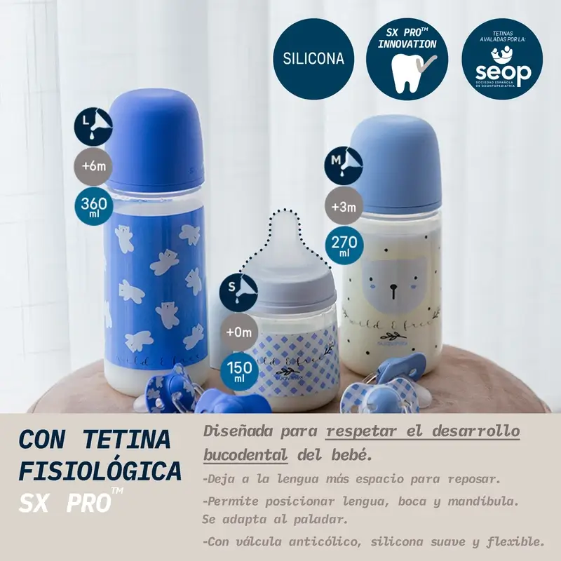 Suavinex Sx Pro Teat Dense Flow Bottle (L) +6 Months Wild&Free Blue, 360 ml - Image 4