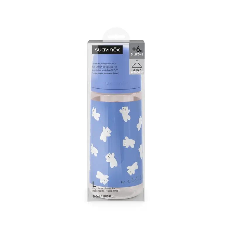 Suavinex Sx Pro Teat Dense Flow Bottle (L) +6 Months Wild&Free Blue, 360 ml - Image 7