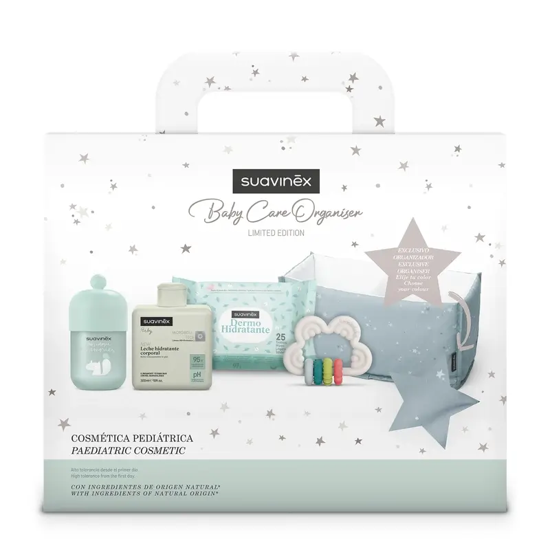 Suavinex Baby Gift Baby Milk 300 Ml + Baby Cologne Memories 100 Ml + Wipes + Teether, Blue - Image 2