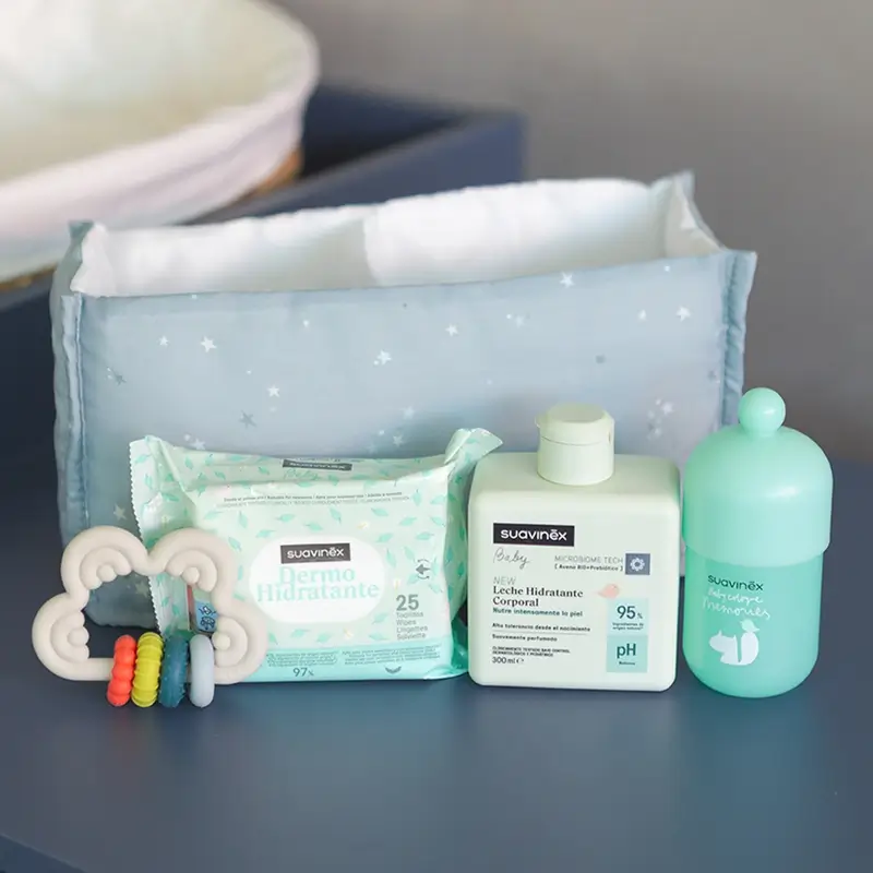 Suavinex Baby Gift Baby Milk 300 Ml + Baby Cologne Memories 100 Ml + Wipes + Teether, Blue - Image 9