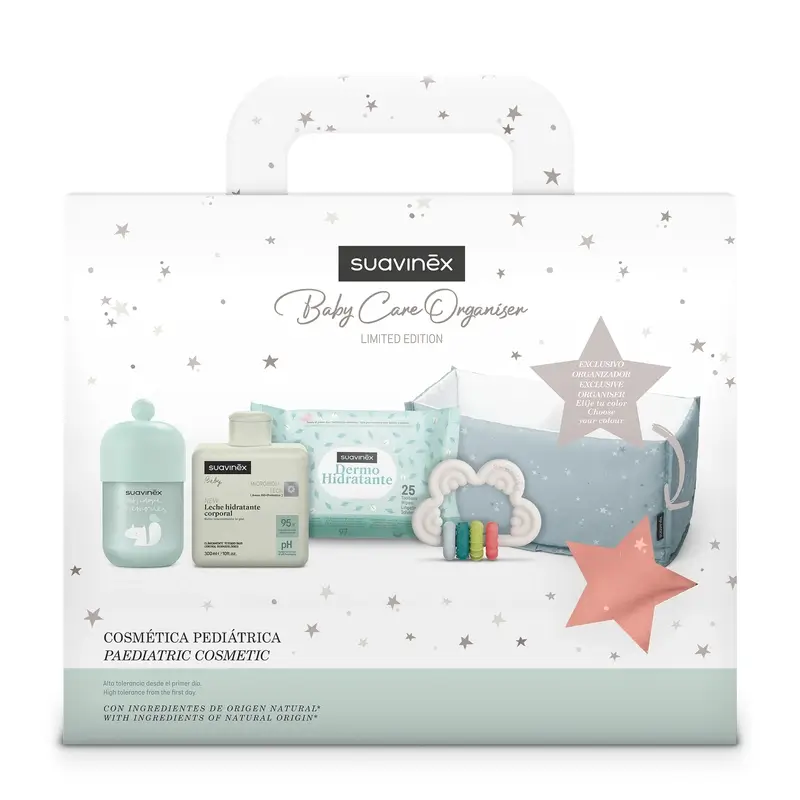 Suavinex Baby Gift Baby Milk 300 Ml + Baby Cologne Memories 100 Ml + Wipes + Teether, Pink - Image 2