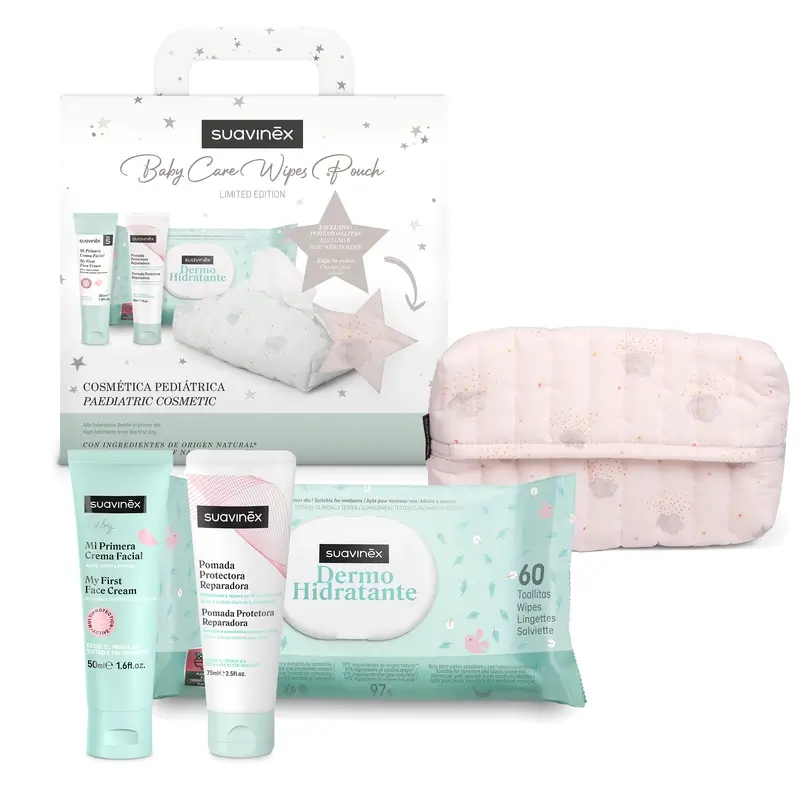 Suavinex Newborn Gift With Cloth Wipes Holder, Pink