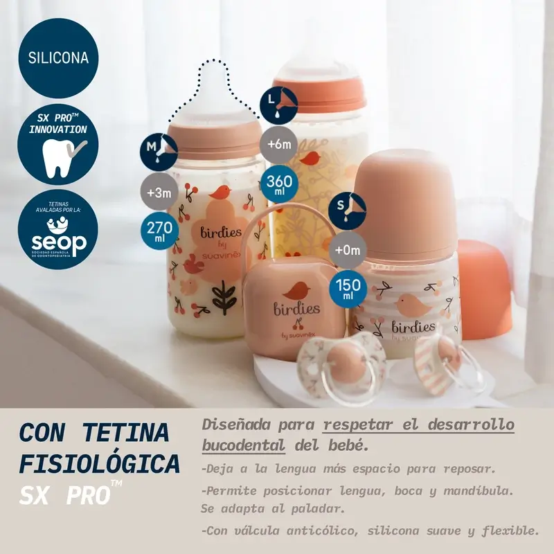 Suavinex Baby Bottles and Soother Gift Set Pink +0M Birdies Pink - Image 5