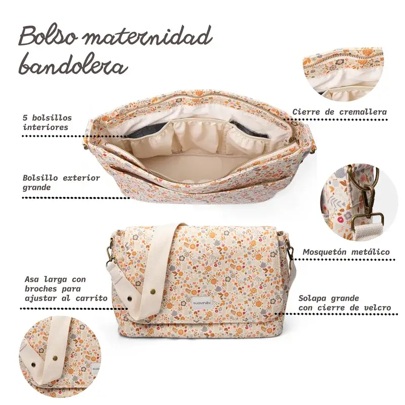 Suavinex Maternity Sling Bag, Floral - Image 4