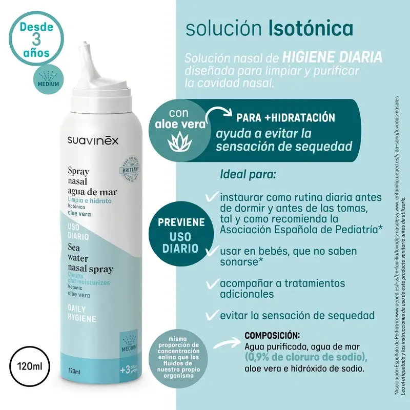 Suavinex Children's Isotonic Nasal Spray, +3 Years, Daily Hygiene, 120 Ml - Image 4