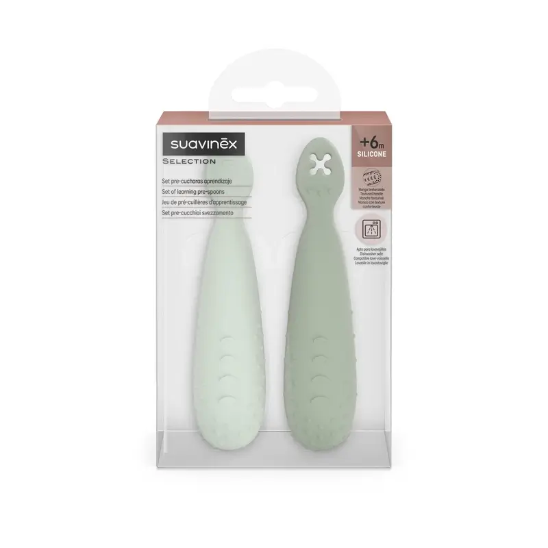 Suavinex Pack 2 Silicone Spoons, +6 Months, Green - Image 3