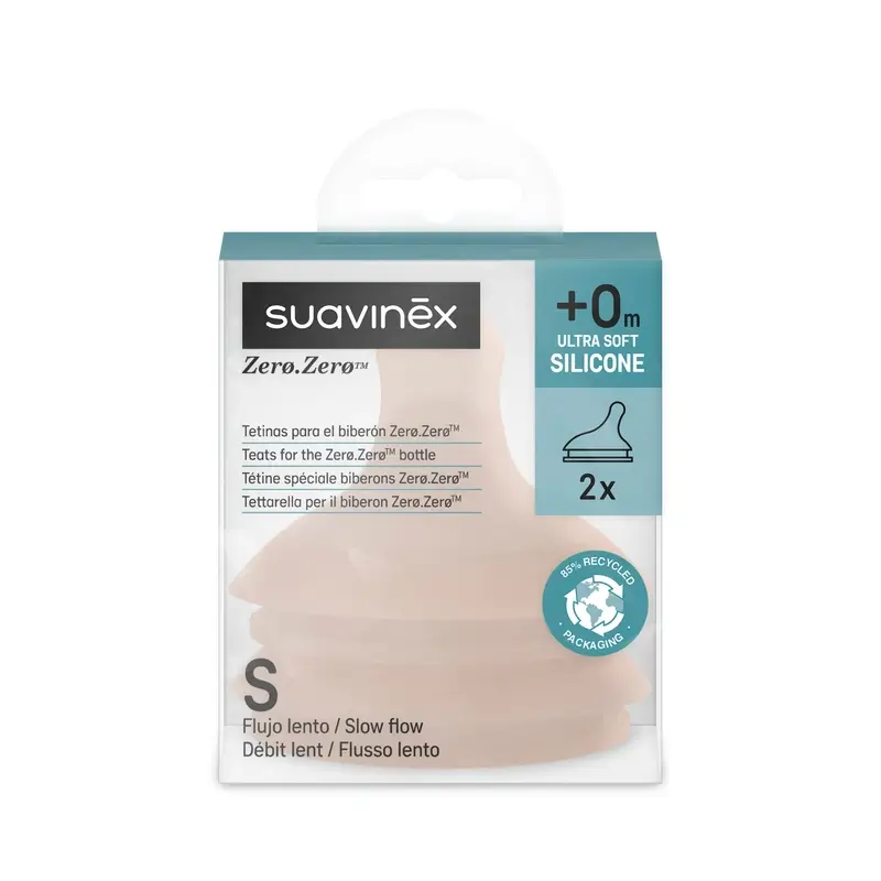 Suavinex 2 Pack 2 Teats Zero Zero Slow Flow (S), +0 Months, Medium - Image 2