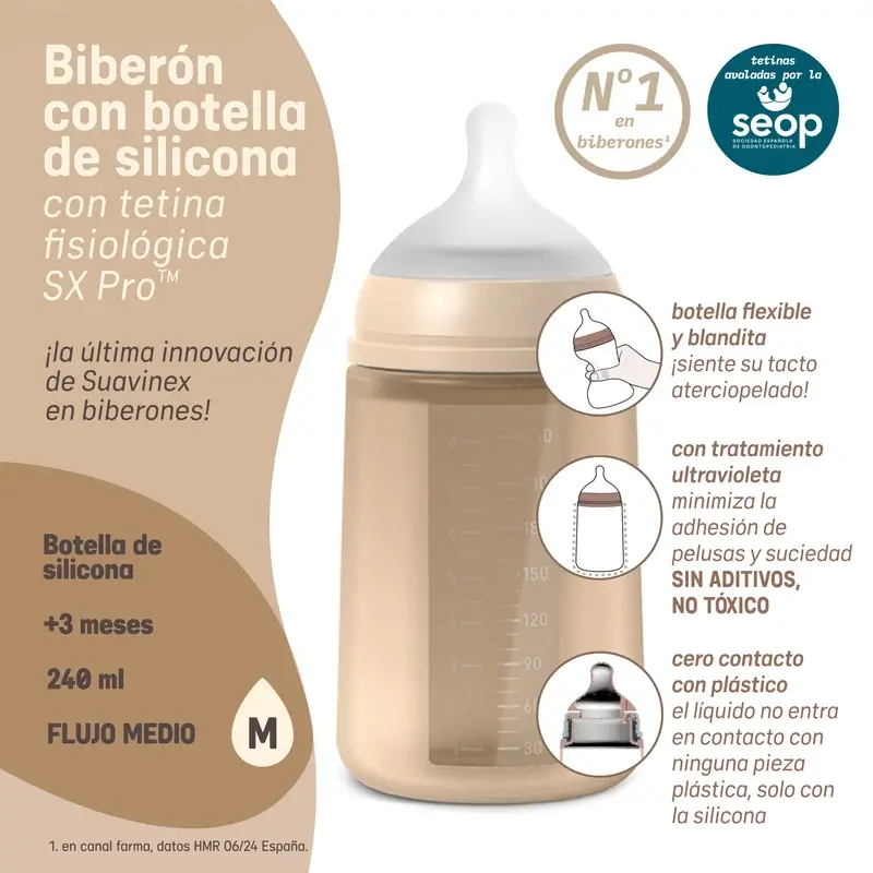 Suavinex Silicone Bottle 240 Ml, Medium Flow (M), +3 Months, Deep Ocean - Image 9