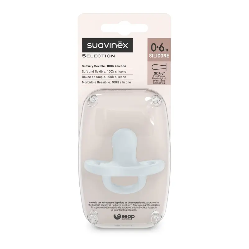 Suavinex Pacifier All Silicone Physiological Sx Pro, 0/6 Months, Ballad Blue - Image 3