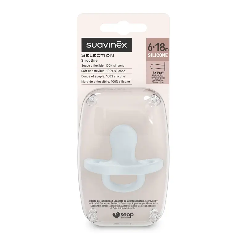 Suavinex Pacifier All Silicone Physiological Sx Pro, 6/18 Months, Ballad Blue - Image 3