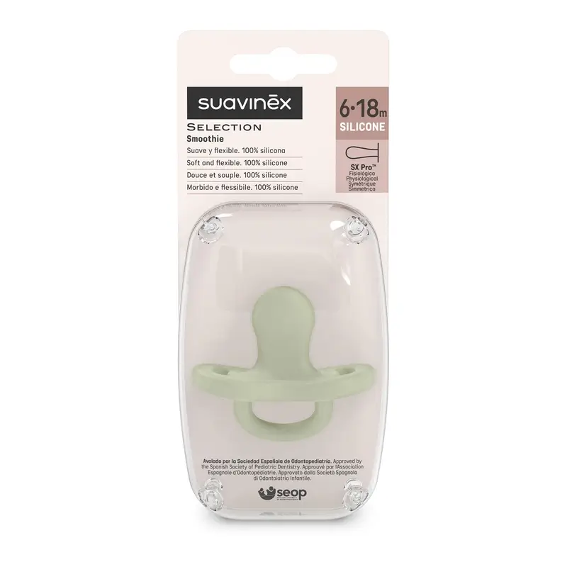 Suavinex Pacifier All Silicone Physiological Sx Pro, 6/18 Months, Green - Image 2
