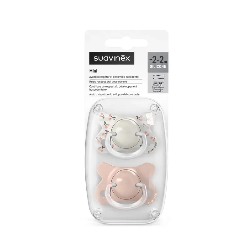 Suavinex Pacifiers Teat Sx Pro -2/2 Months Birdies Pink, 2 units